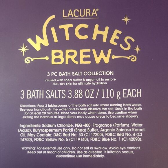 LACURA Witch's Brew Bath Salts Shea Butter And Argan Oil Set Of 3 - Picture 5 of 12